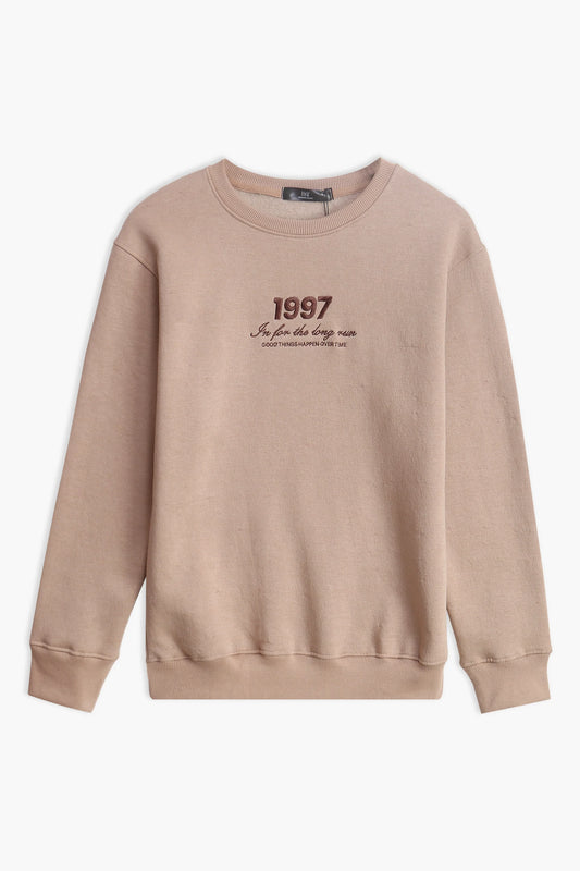 WOMEN EX-0000005746 EMBROIDERED SWEATSHIRT - KHAKI