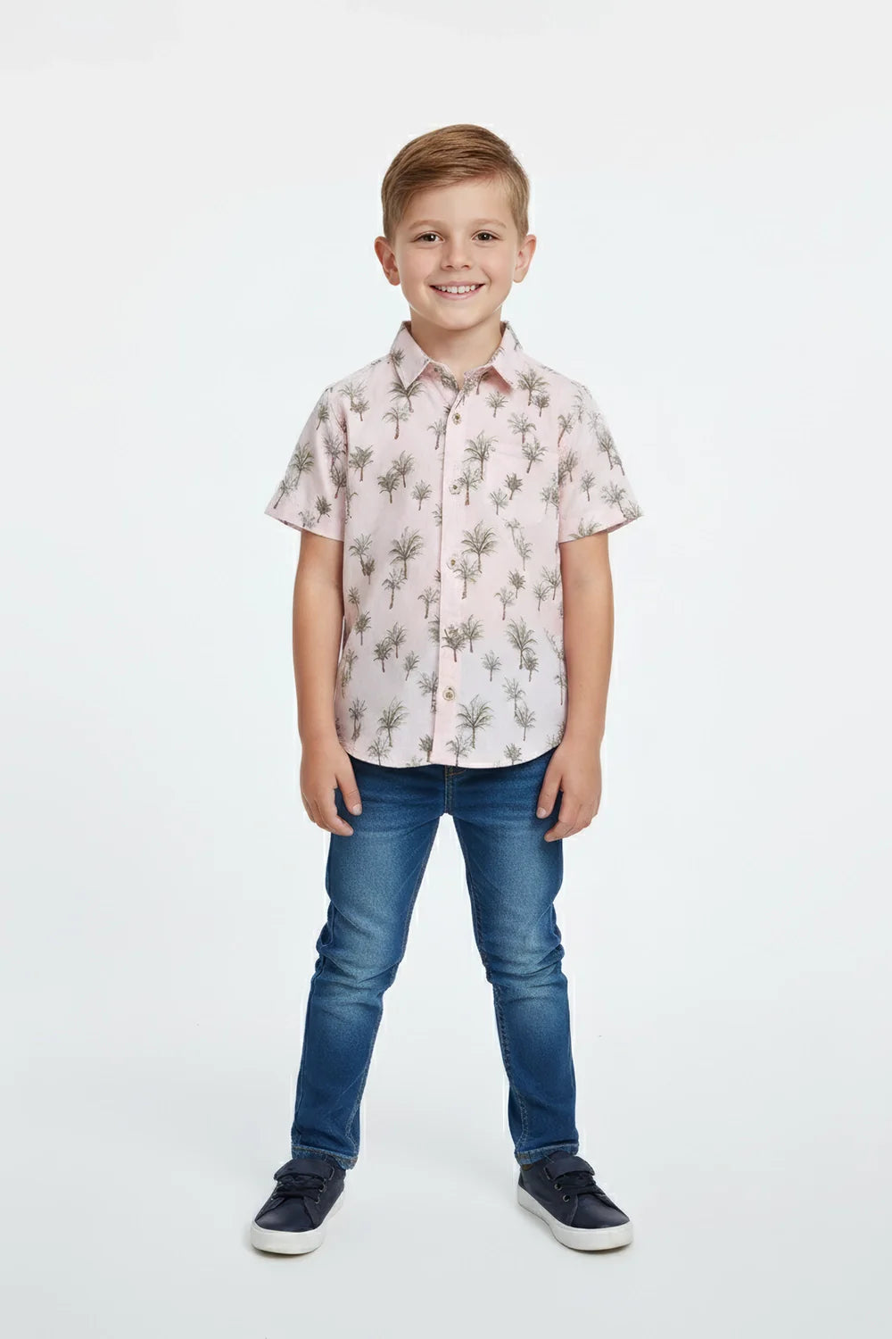 Boys Casual Printed Viscose Shirt - Pink