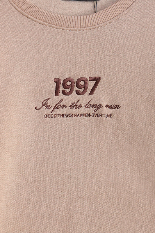 WOMEN EX-0000005746 EMBROIDERED SWEATSHIRT - KHAKI